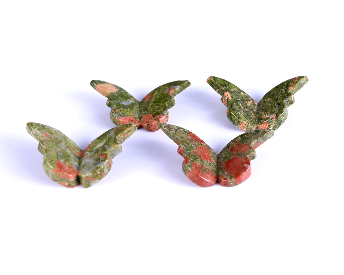 Nicedony Natural Unakite Hand Carved Crystal Butterfly Set (4pcs) - 58*30*5mm