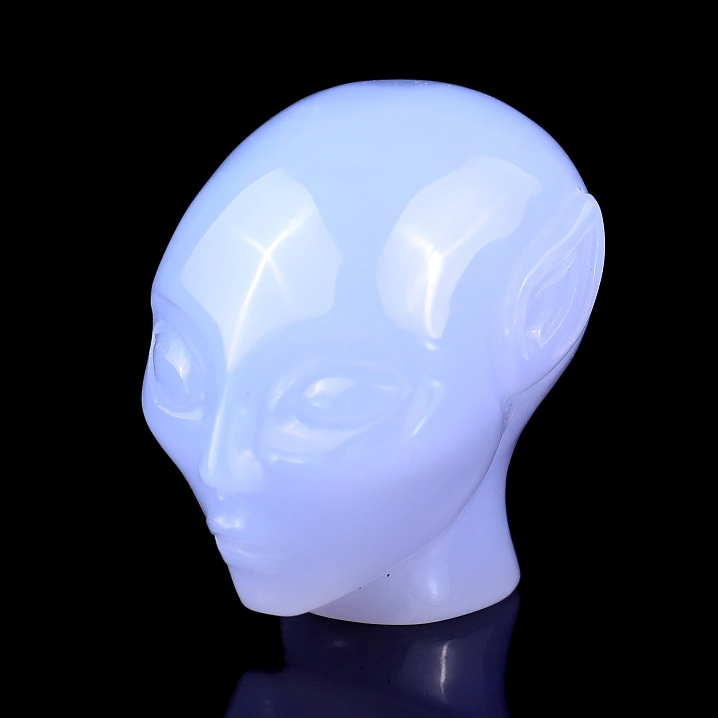 Nicedony 1.5" Blue Chalcedony Hand Carved Crystal Elf Alien Sculpture - View 10