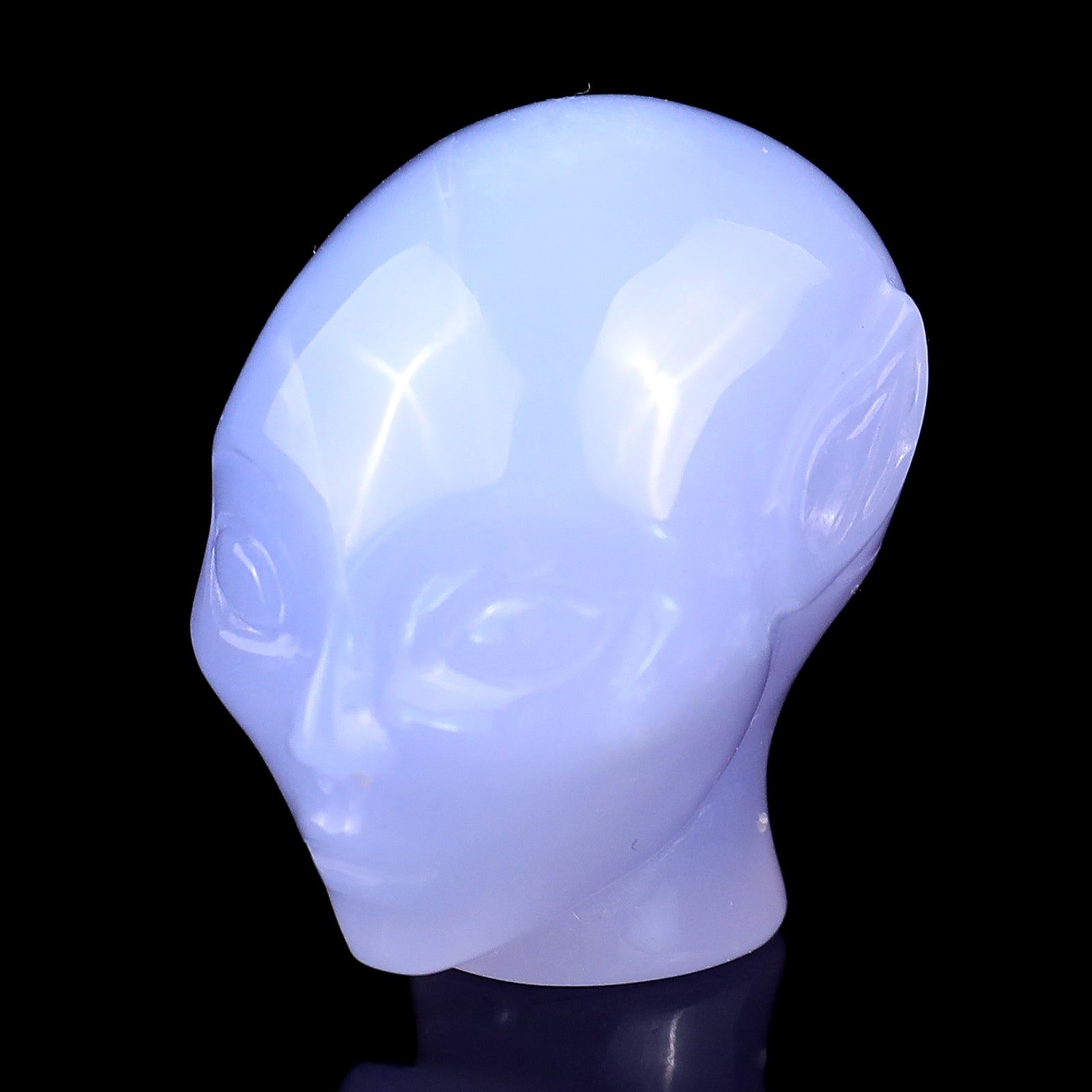 Nicedony 1.5" Blue Chalcedony Hand Carved Crystal Elf Alien Sculpture - 1