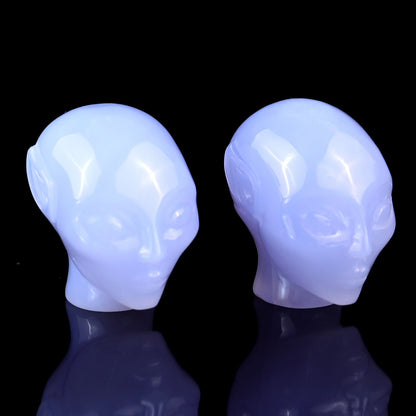 Nicedony 1.5" Blue Chalcedony Hand Carved Crystal Elf Alien Sculpture - View 3