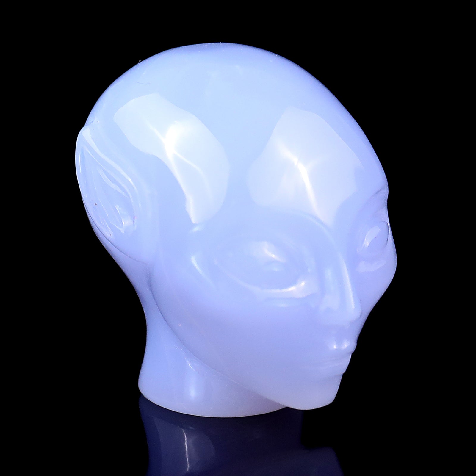 Nicedony 1.5" Blue Chalcedony Hand Carved Crystal Elf Alien Sculpture - View 9