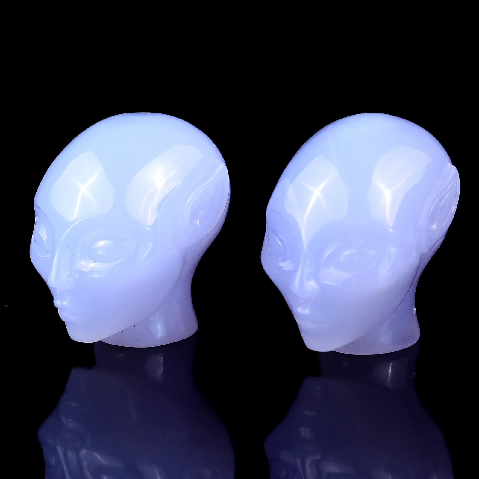 Nicedony 1.5" Blue Chalcedony Hand Carved Crystal Elf Alien Sculpture - View 4