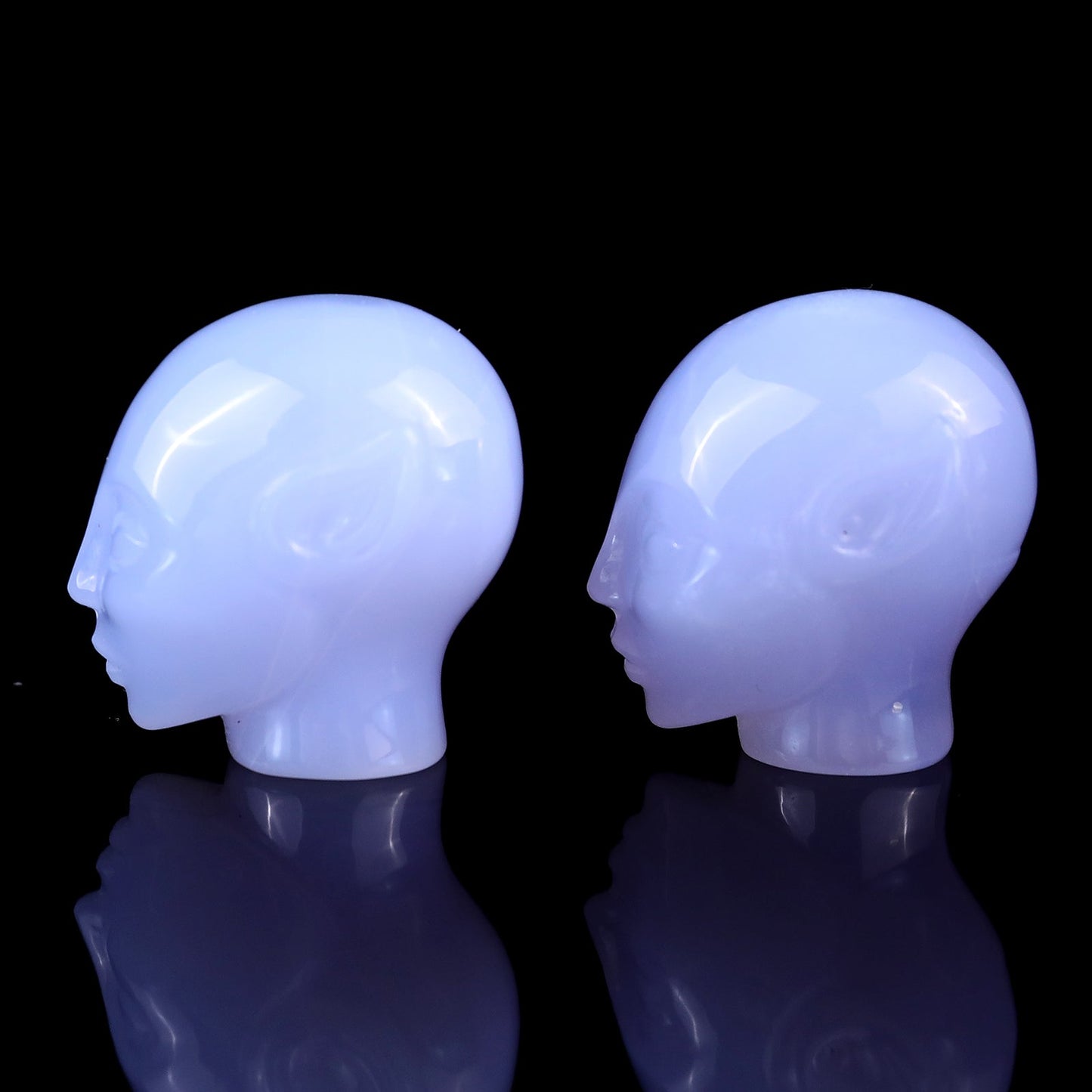 Nicedony 1.5" Blue Chalcedony Hand Carved Crystal Elf Alien Sculpture - View 7