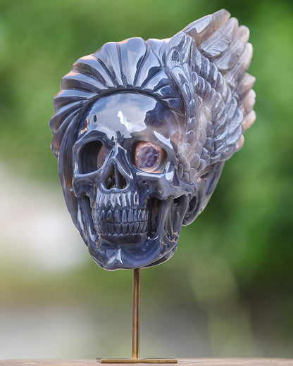 Nicedony 10" Amethyst Geode Agate Hand Carved Geode Skull Sculpture - View 10
