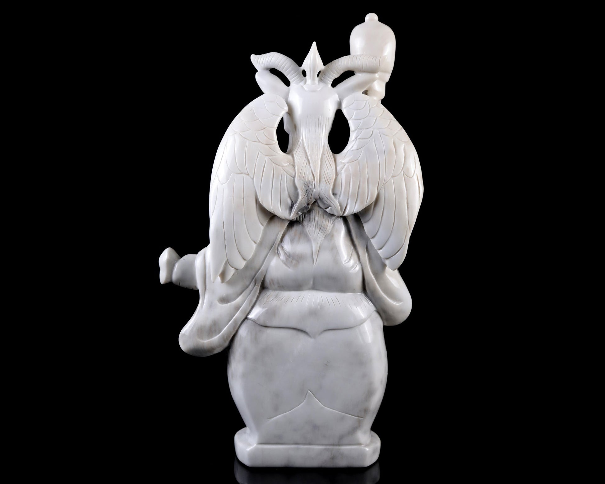 Nicedony 15.0" White Jade Hand Carved Realistic Skull King Sculpture - View 5