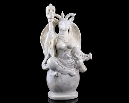 Nicedony 15.0" White Jade Hand Carved Realistic Skull King Sculpture - View 2