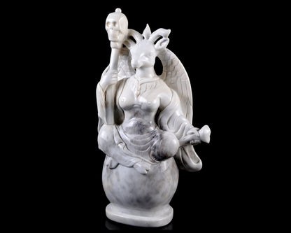 Nicedony 15.0" White Jade Hand Carved Realistic Skull King Sculpture - View 8