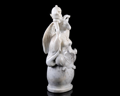 Nicedony 15.0" White Jade Hand Carved Realistic Skull King Sculpture - View 4
