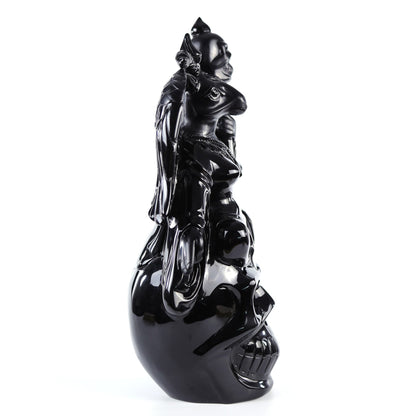 Nicedony 15.3" Black Obsidian Hand Carved Realistic Skull King - View 3