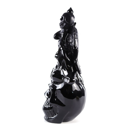 Nicedony 15.3" Black Obsidian Hand Carved Realistic Skull King - View 5
