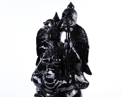 Nicedony 15.3" Black Obsidian Hand Carved Realistic Skull King - View 9