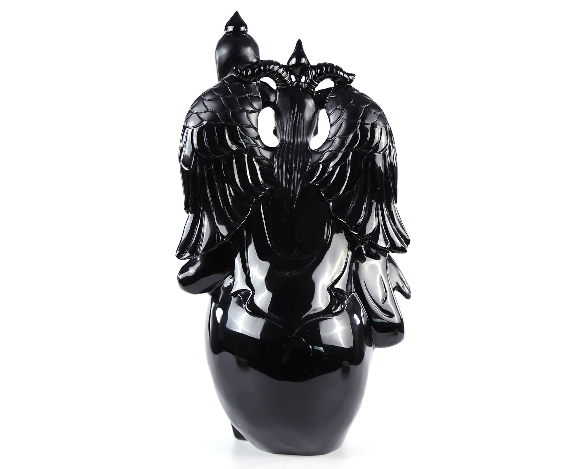 Nicedony 15.3" Black Obsidian Hand Carved Realistic Skull King - View 6