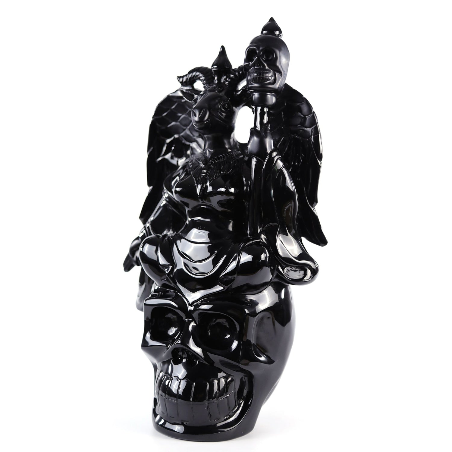 Nicedony 15.3" Black Obsidian Hand Carved Realistic Skull King (SKU: 3100001) - Photo 4