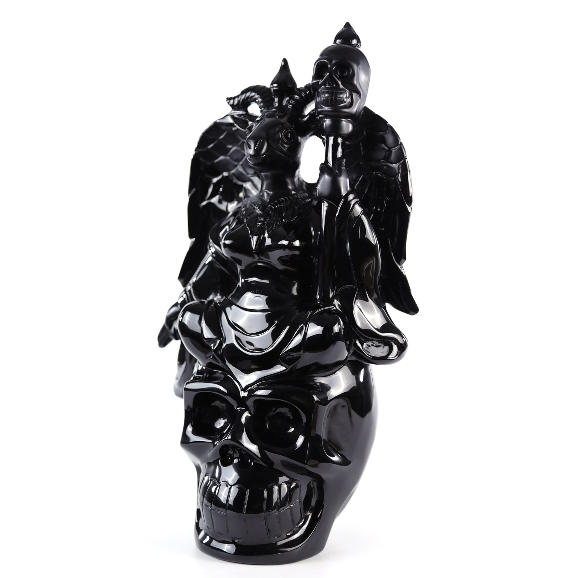 Nicedony 15.3" Black Obsidian Hand Carved Realistic Skull King - View 4