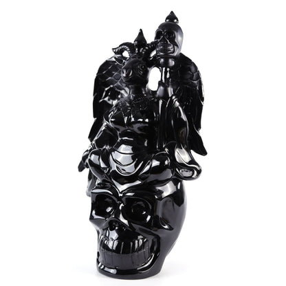 Nicedony 15.3" Black Obsidian Hand Carved Realistic Skull King - View 4