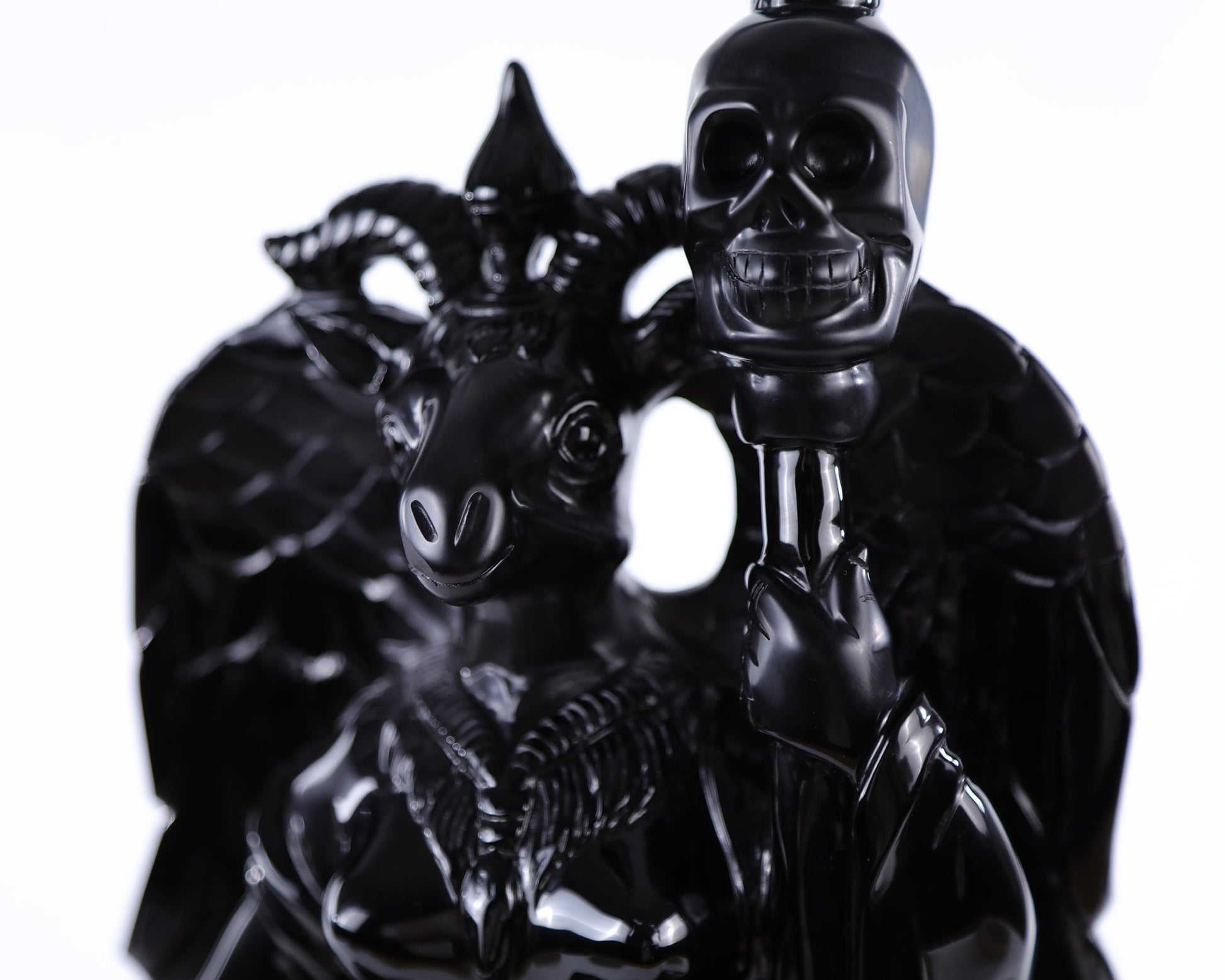 Nicedony 15.3" Black Obsidian Hand Carved Realistic Skull King - View 11