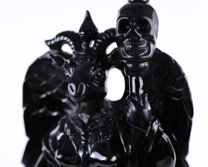Nicedony 15.3" Black Obsidian Hand Carved Realistic Skull King - View 11