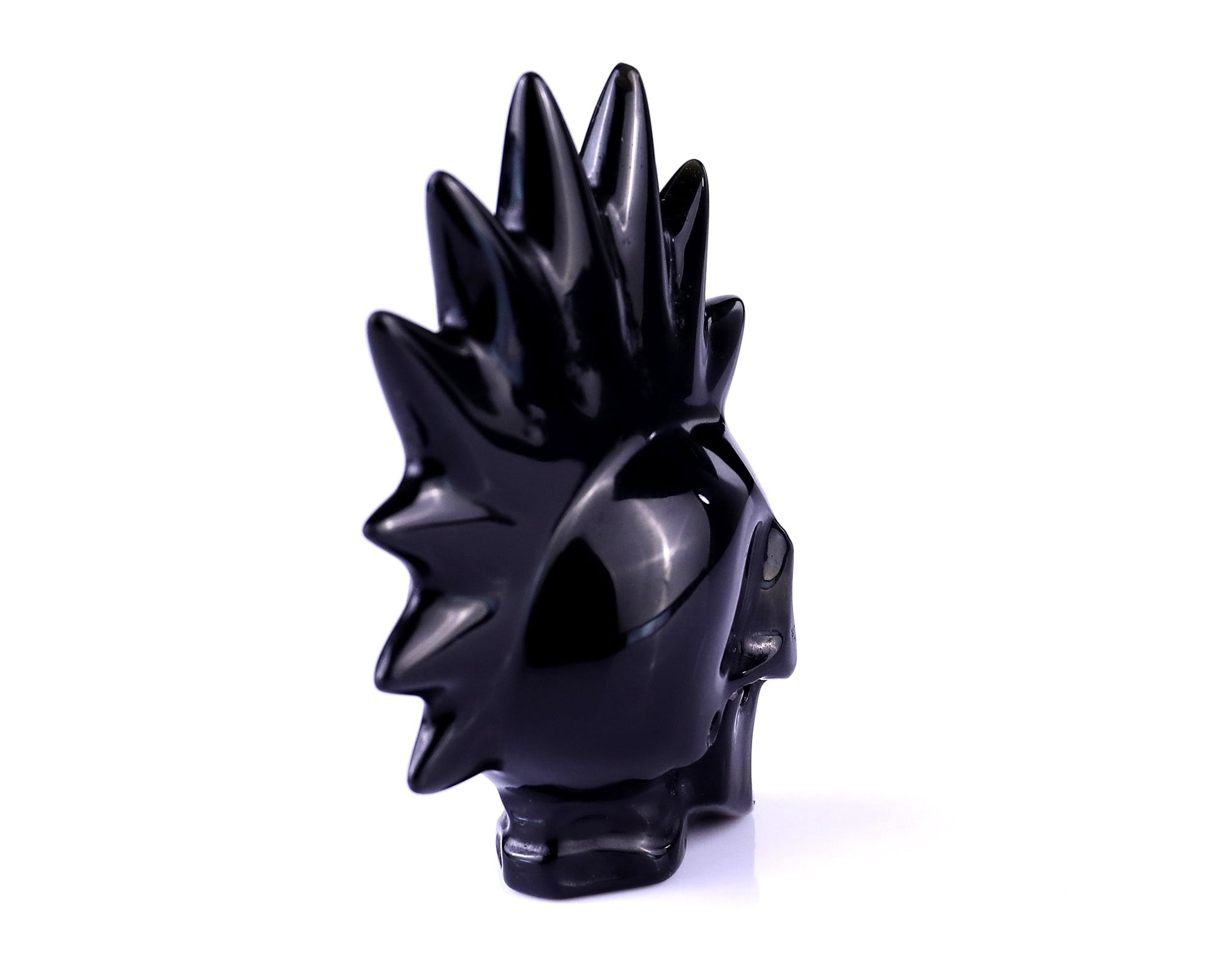 Nicedony Unique 2.7" Black Obsidian Hand Carved Crystal Punk Skull Sculpture - View 5