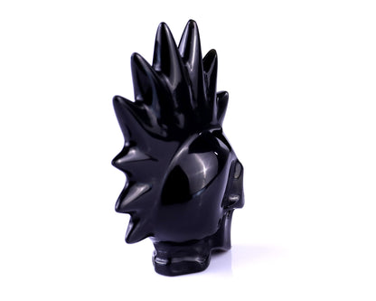 Nicedony Unique 2.7" Black Obsidian Hand Carved Crystal Punk Skull Sculpture - View 5