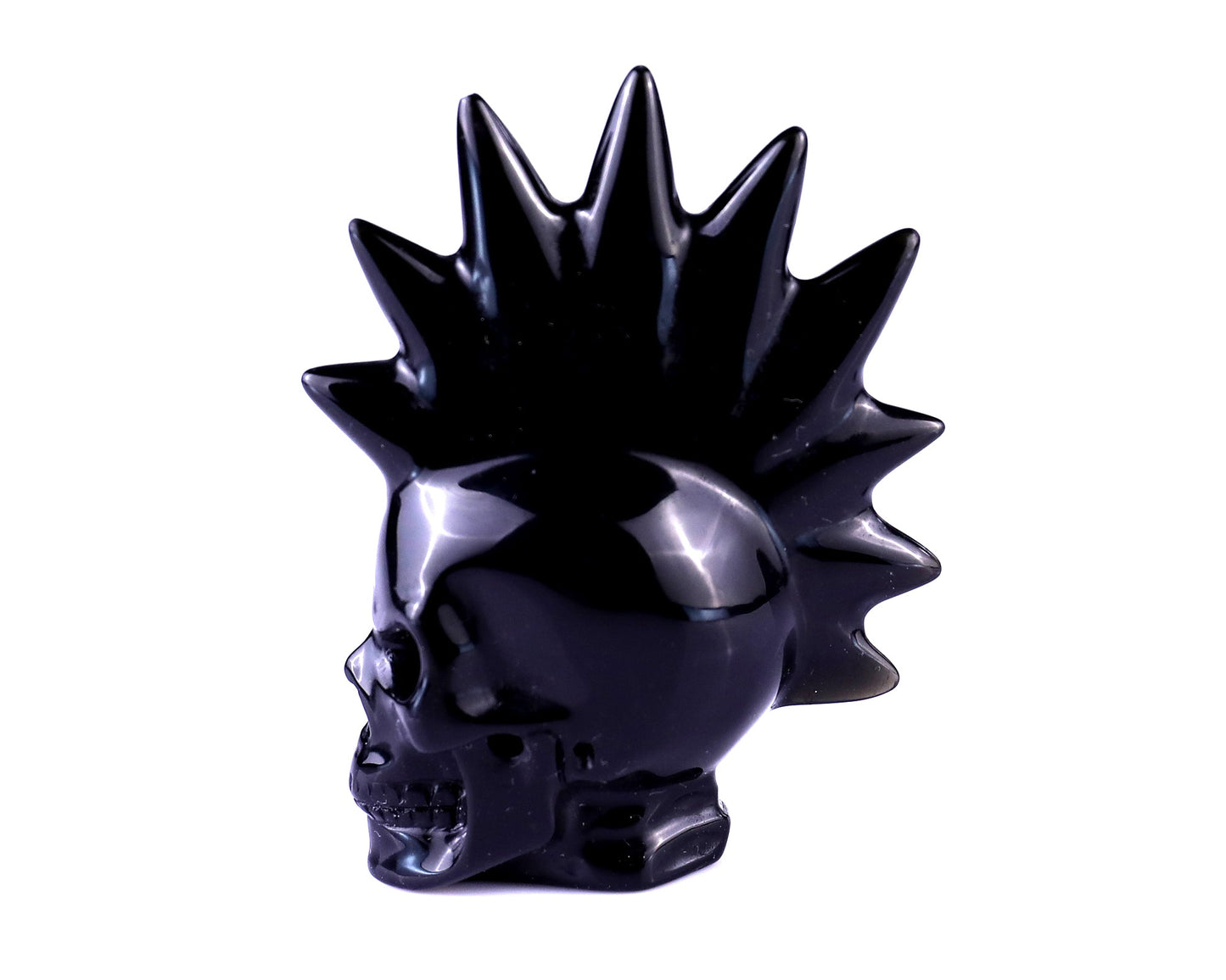 Nicedony Unique 2.7" Black Obsidian Hand Carved Crystal Punk Skull Sculpture - View 8