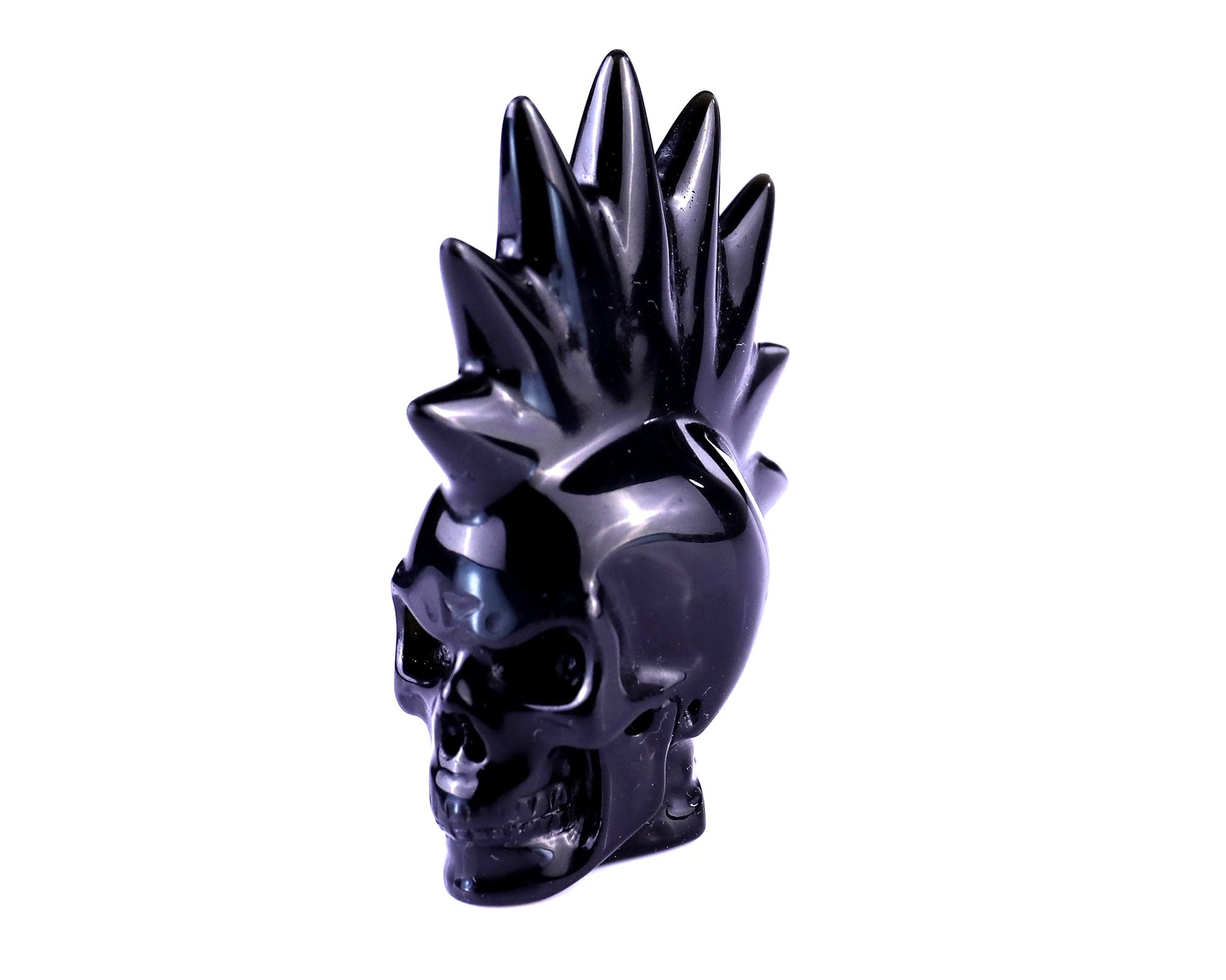 Nicedony Unique 2.7" Black Obsidian Hand Carved Crystal Punk Skull Sculpture - View 10