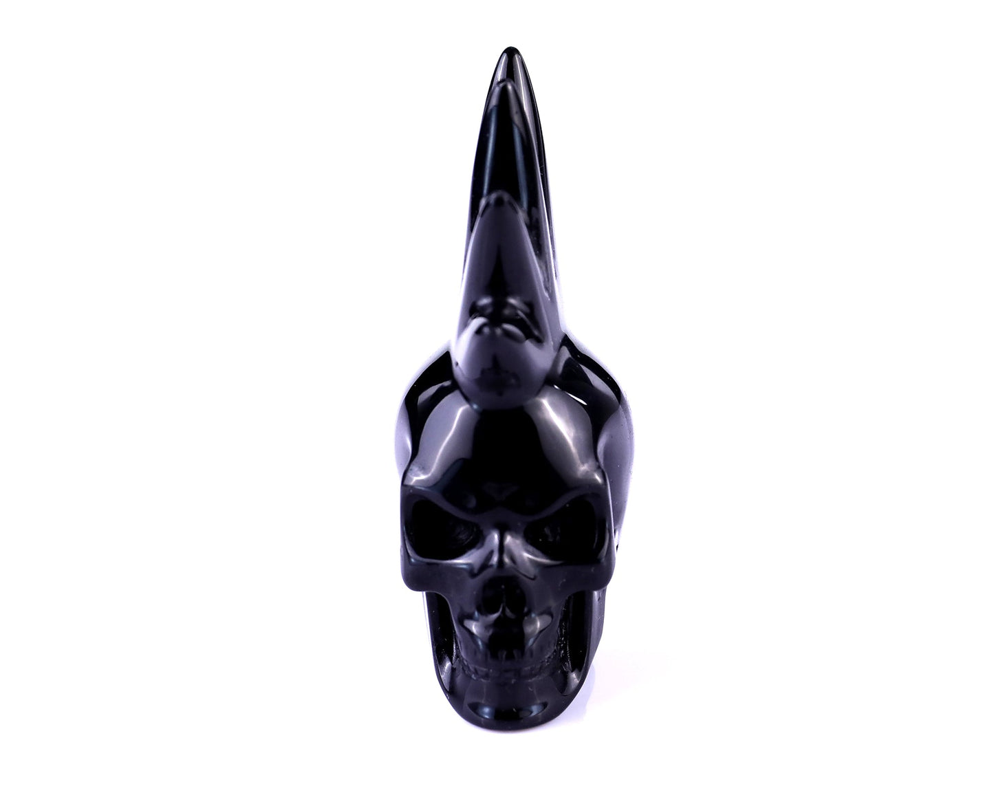 Nicedony Unique 2.7" Black Obsidian Hand Carved Crystal Punk Skull Sculpture - View 2