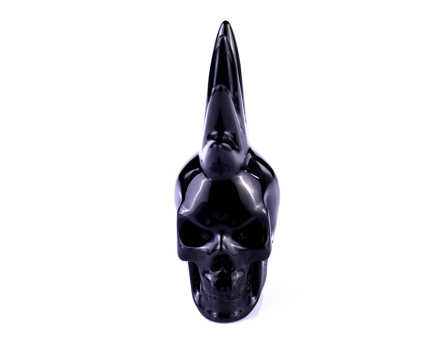 Nicedony 2.7" Black Obsidian Hand Carved Crystal Punk Skull Sculpture (SKU: 5100136) - Photo 2