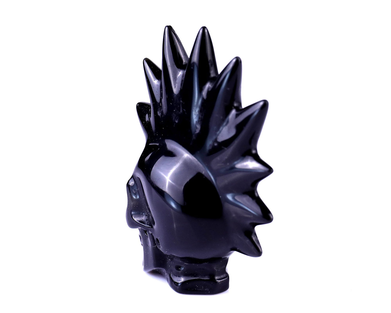 Nicedony 2.7" Black Obsidian Hand Carved Crystal Punk Skull Sculpture (SKU: 5100136) - Photo 7