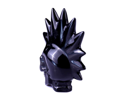Nicedony Unique 2.7" Black Obsidian Hand Carved Crystal Punk Skull Sculpture - View 7