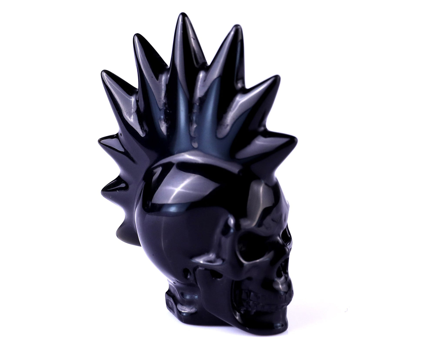 Nicedony 2.7" Black Obsidian Hand Carved Crystal Punk Skull Sculpture (SKU: 5100136) - Photo 3