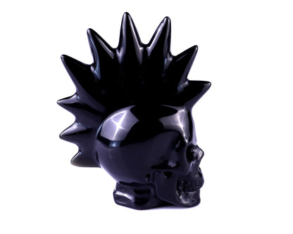 Nicedony Unique 2.7" Black Obsidian Hand Carved Crystal Punk Skull Sculpture - View 4