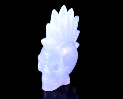 Nicedony 2.7" Blue Chalcedony Hand Carved Punk Skull Sculpture - View 9
