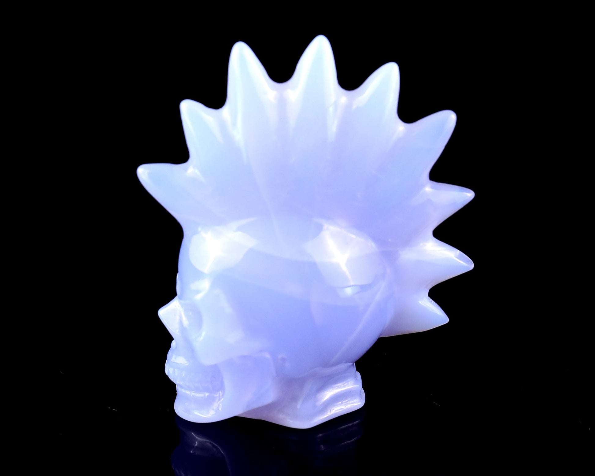Nicedony 2.7" Blue Chalcedony Hand Carved Punk Skull Sculpture - View 7