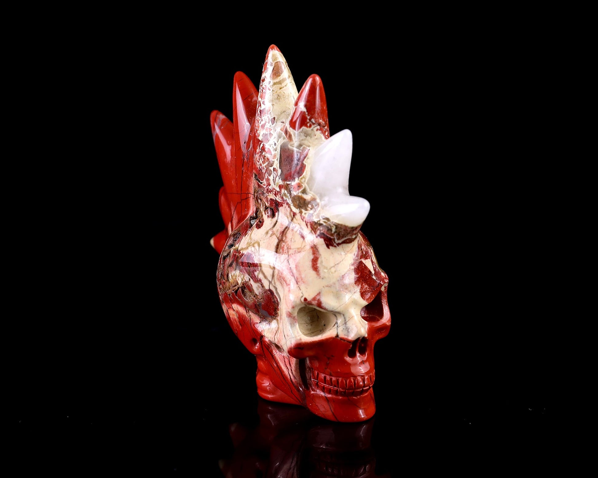 Nicedony 2.7" Red Jasper Hand Carved Crystal Punk Skull Sculpture