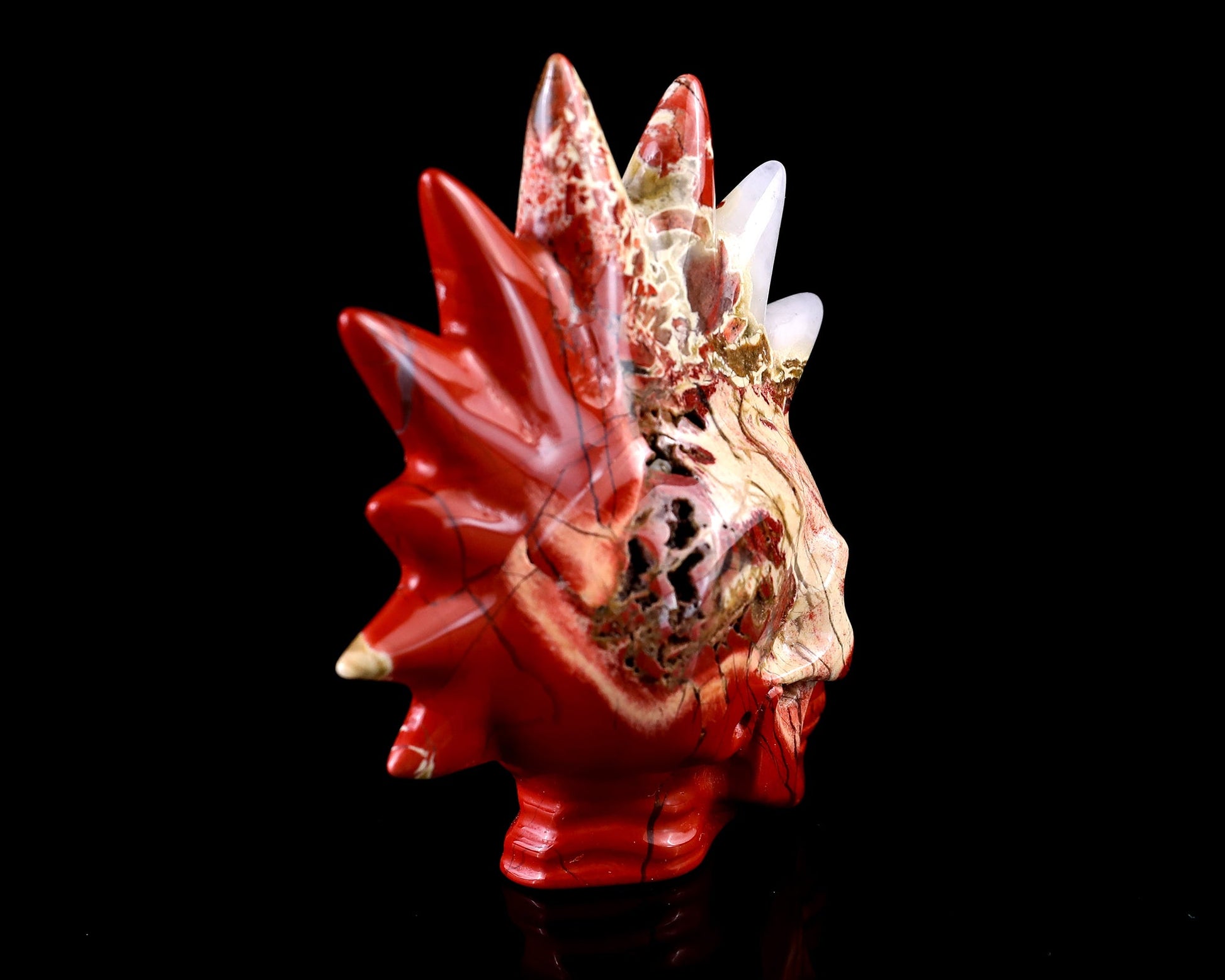 Nicedony 2.7" Red Jasper Hand Carved Crystal Punk Skull Sculpture - View 4