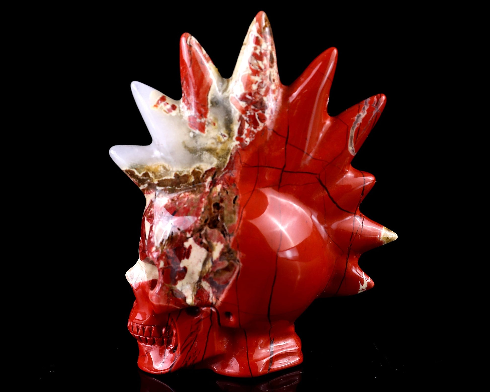Nicedony 2.7" Red Jasper Hand Carved Crystal Punk Skull Sculpture - View 7