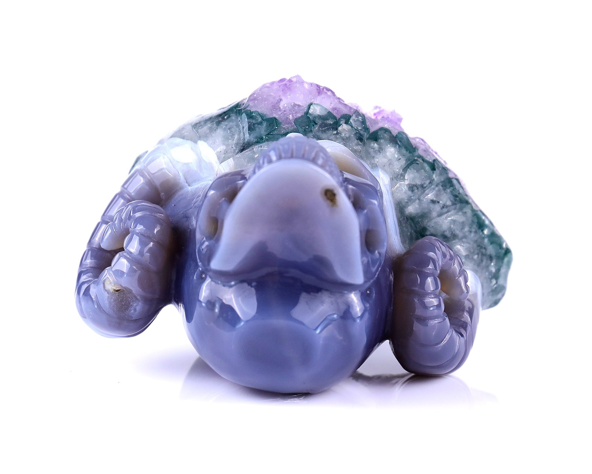 Nicedony Unique 2.9" Amethyst Druse Agate Hand Carved Mineral Specimen Skull with Horn Sculpture - View 8