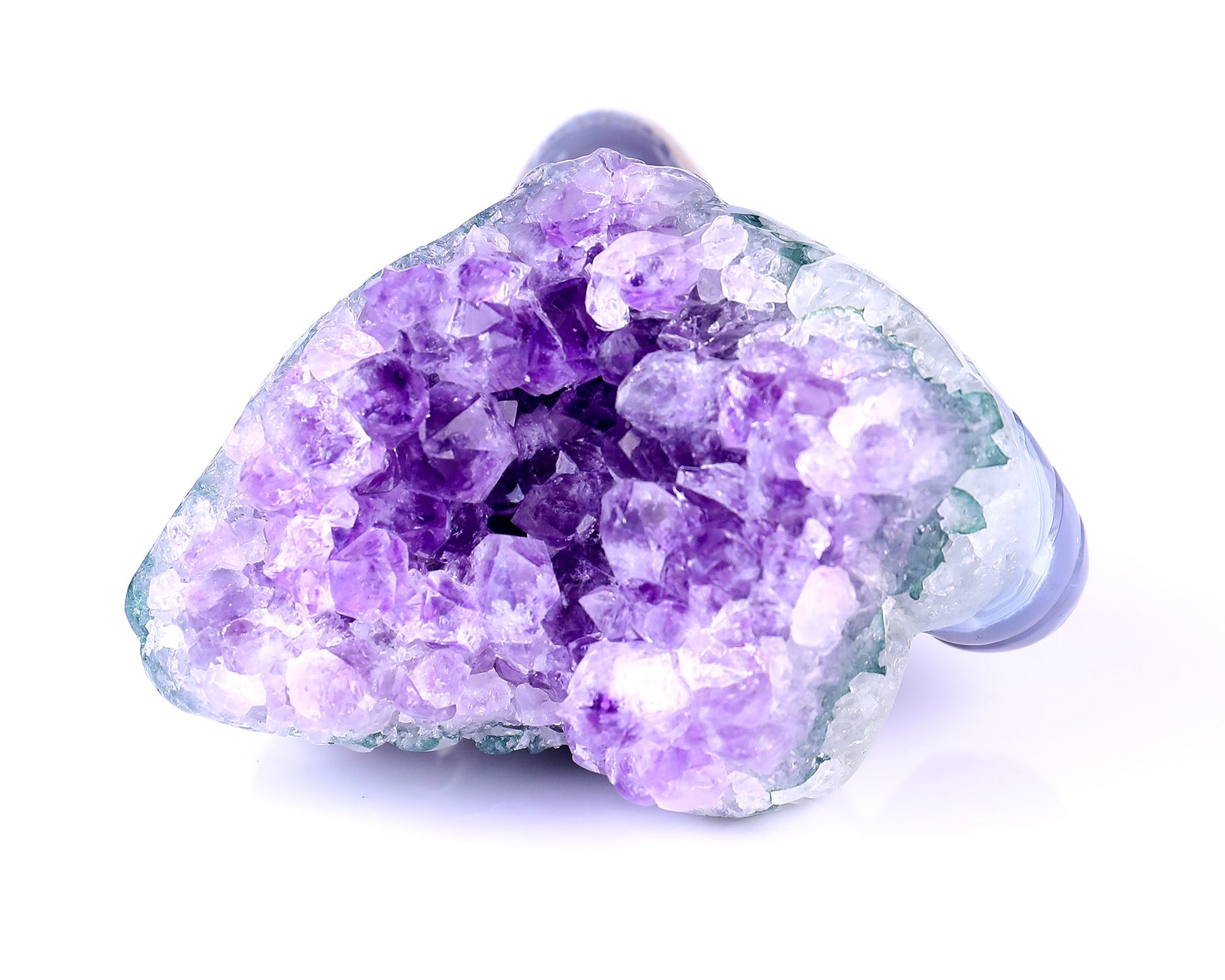 Nicedony Unique 2.9" Amethyst Druse Agate Hand Carved Mineral Specimen Skull with Horn Sculpture - View 9