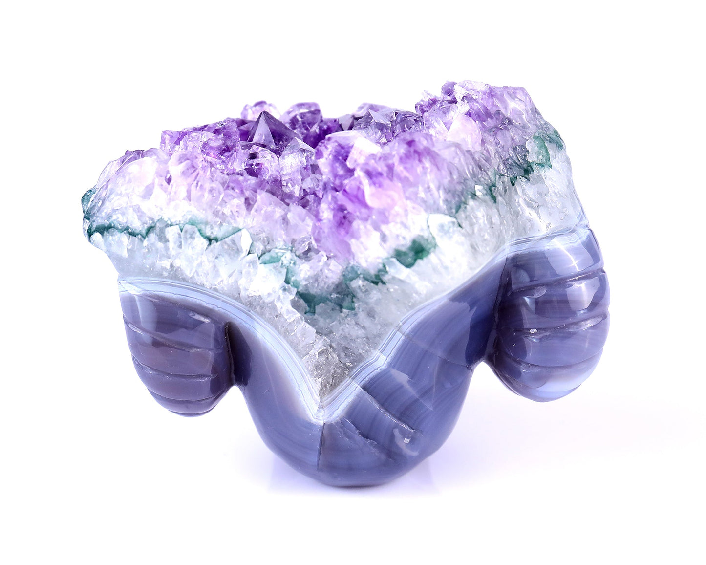 Nicedony Unique 2.9" Amethyst Druse Agate Hand Carved Mineral Specimen Skull with Horn Sculpture - View 5