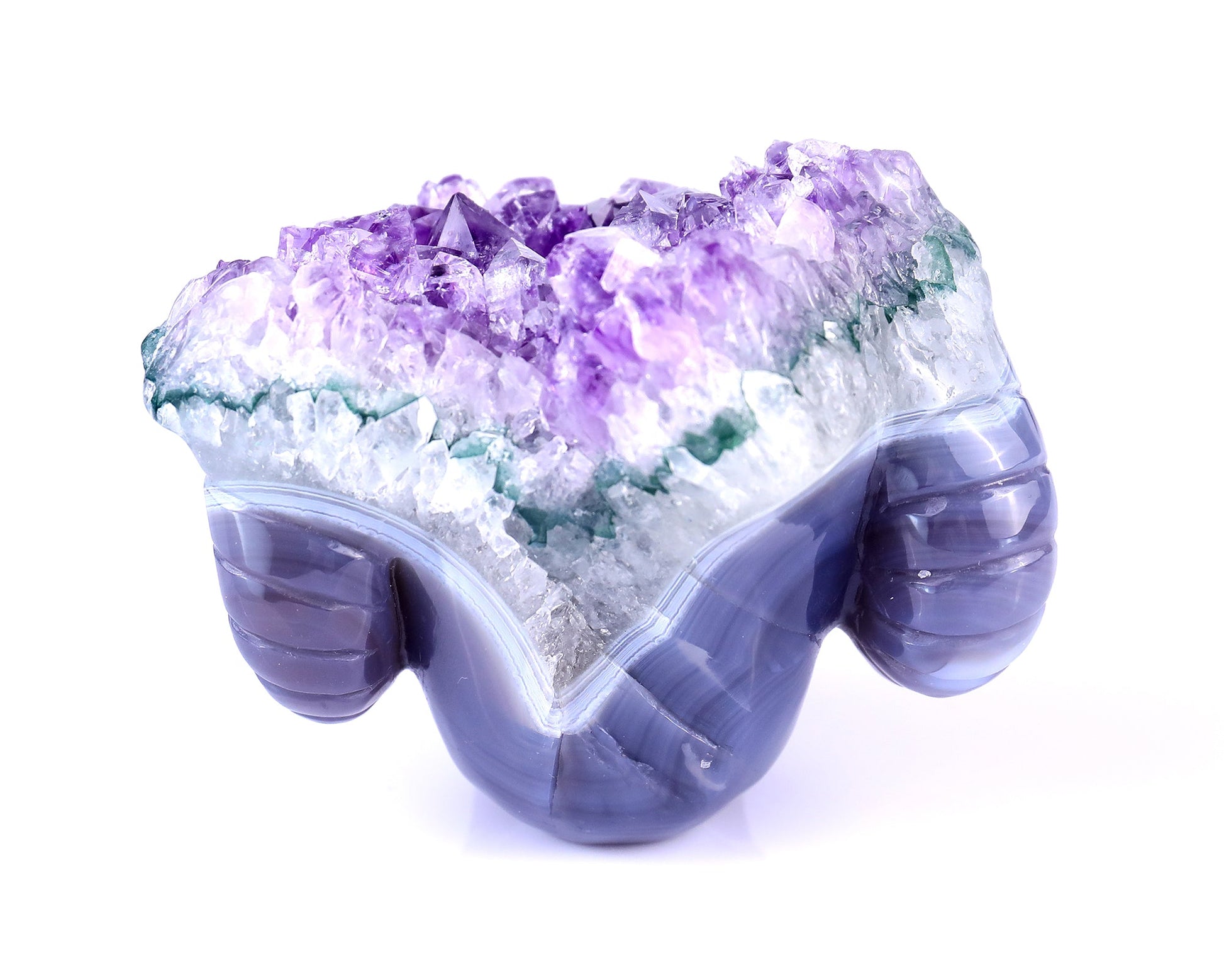 Nicedony Unique 2.9" Amethyst Druse Agate Hand Carved Mineral Specimen Skull with Horn Sculpture - View 5