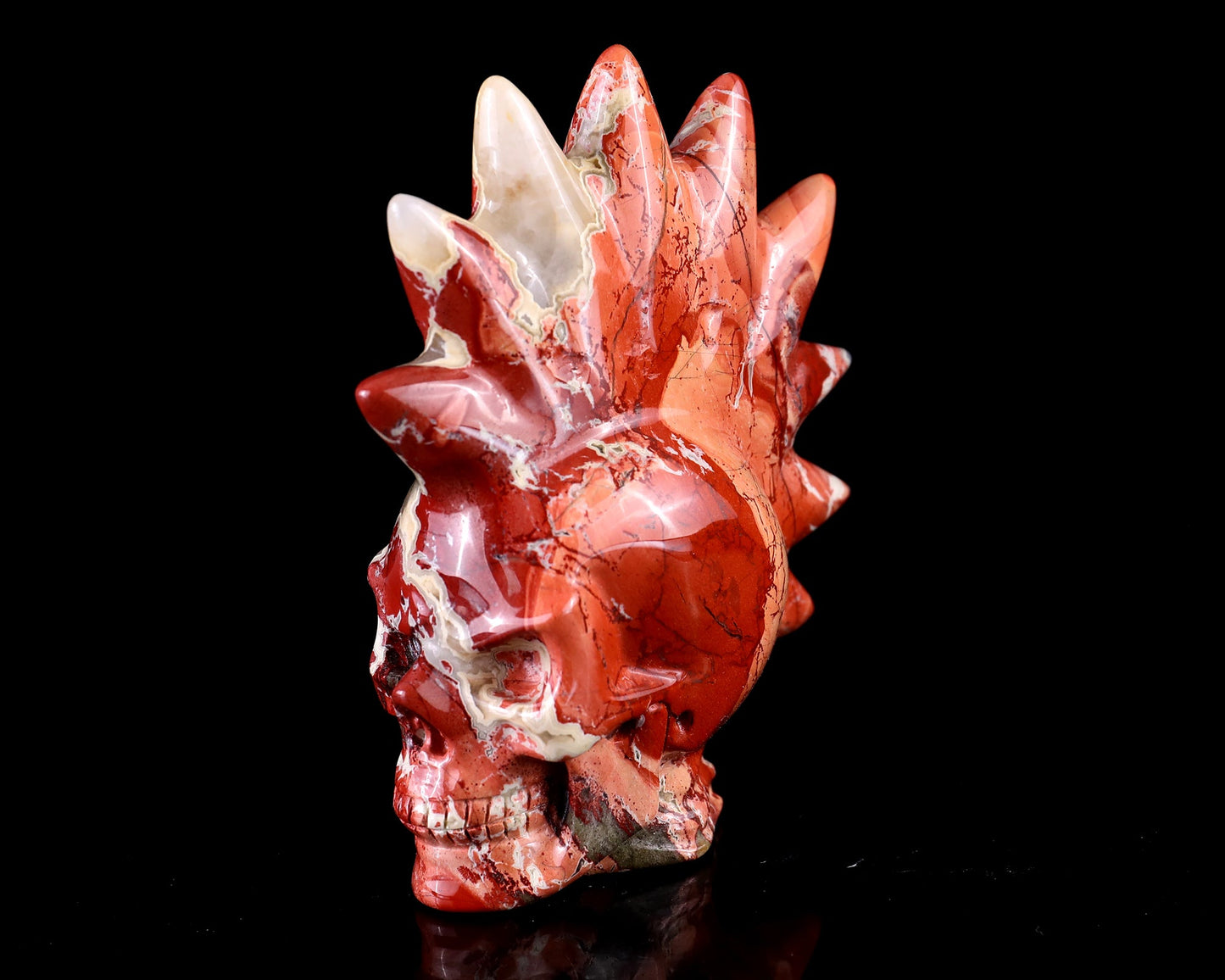 Nicedony Unique 3.7" Red Jasper Hand Carved Crystal Punk Skull Sculpture - View 9
