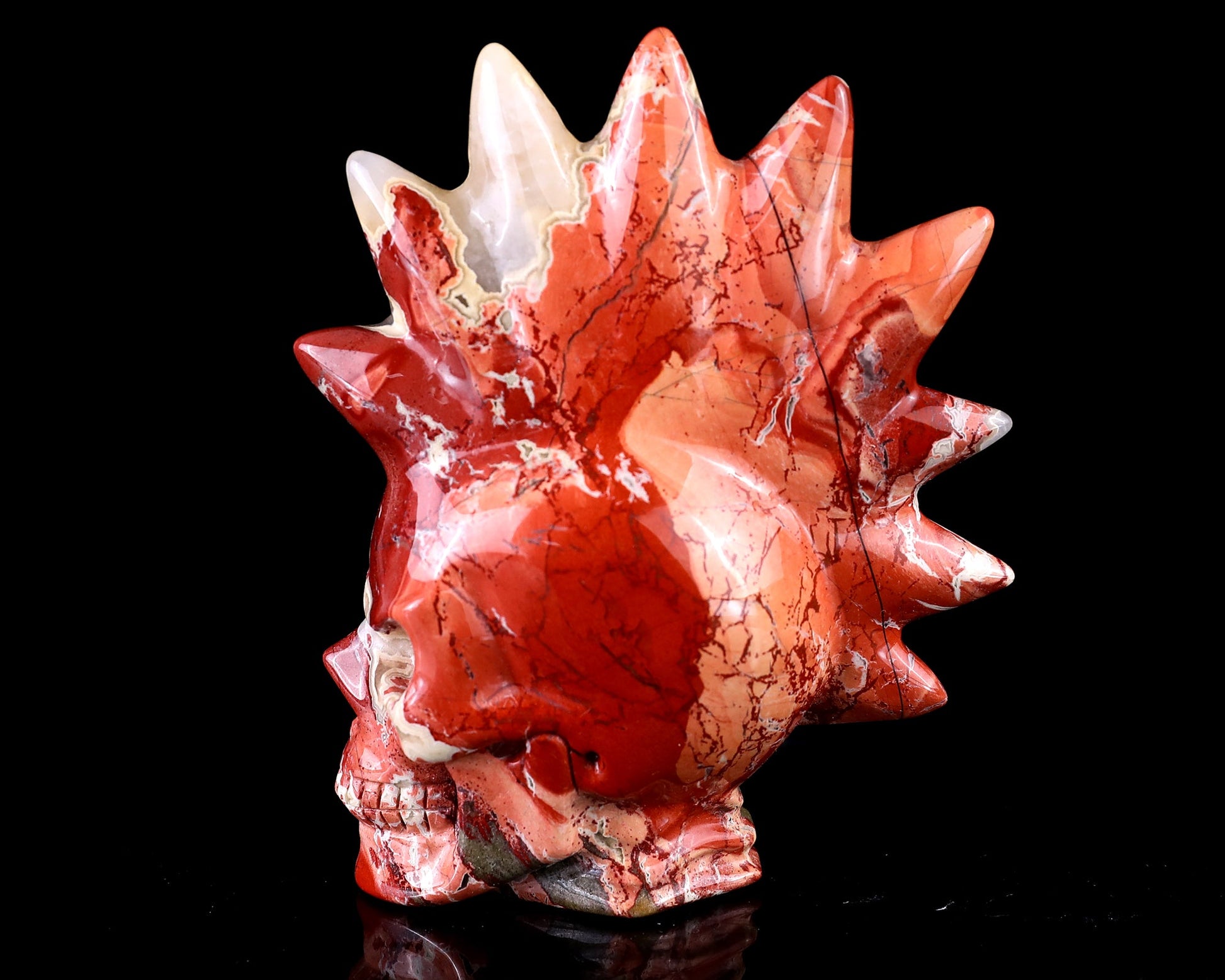 Nicedony Unique 3.7" Red Jasper Hand Carved Crystal Punk Skull Sculpture - View 7
