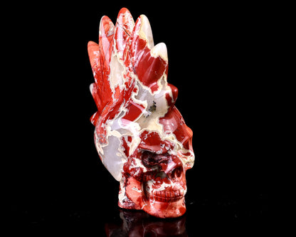 Nicedony Unique 3.7" Red Jasper Hand Carved Crystal Punk Skull Sculpture