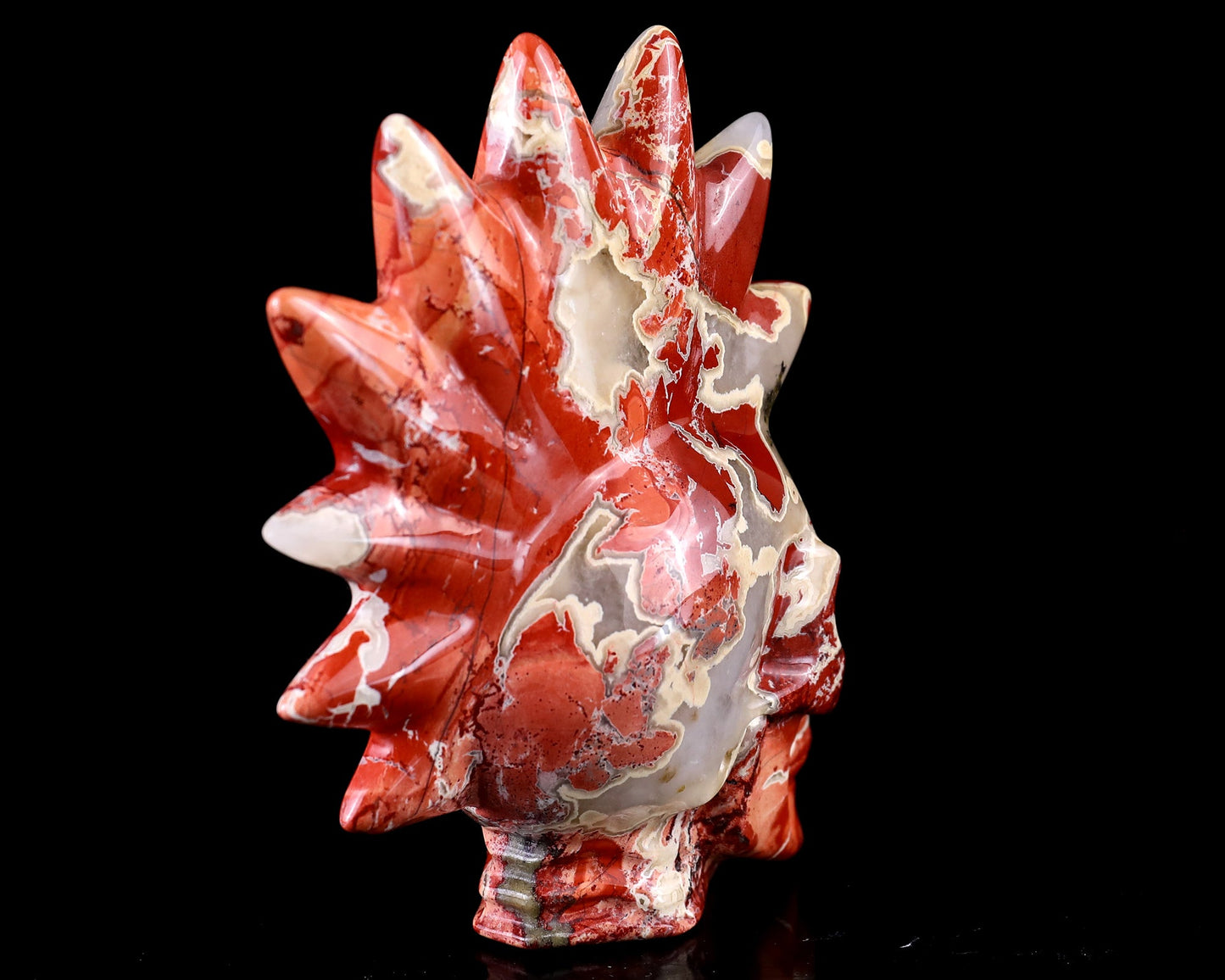 Nicedony Unique 3.7" Red Jasper Hand Carved Crystal Punk Skull Sculpture - View 4