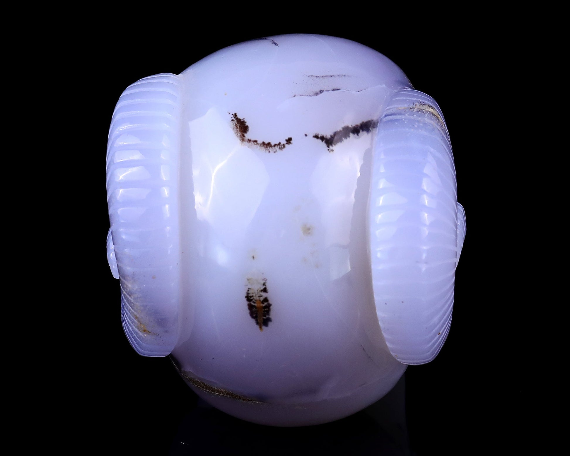 Nicedony 3.9" Blue Chalcedony Hand Carved Realistic Skull and Horn - View 5