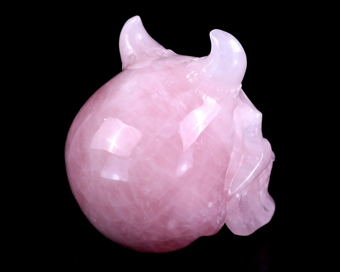 Nicedony 4.5" Rose Quartz Hand Carved Realistic Skull Sculpture - View 4