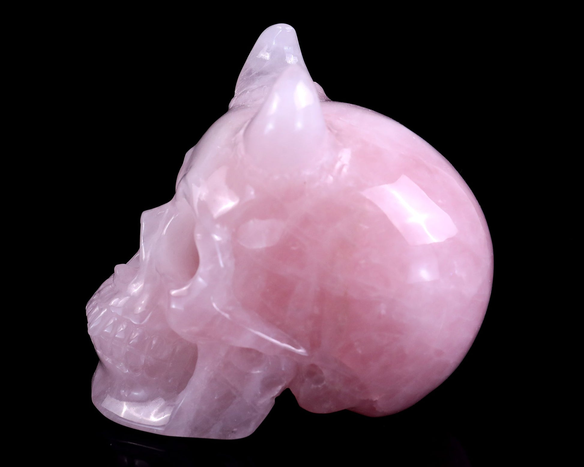 Nicedony 4.5" Rose Quartz Hand Carved Realistic Skull Sculpture - View 7