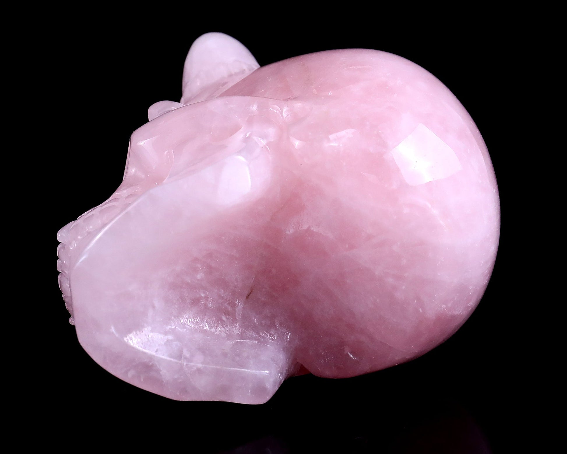 Nicedony 4.5" Rose Quartz Hand Carved Realistic Skull Sculpture - View 8