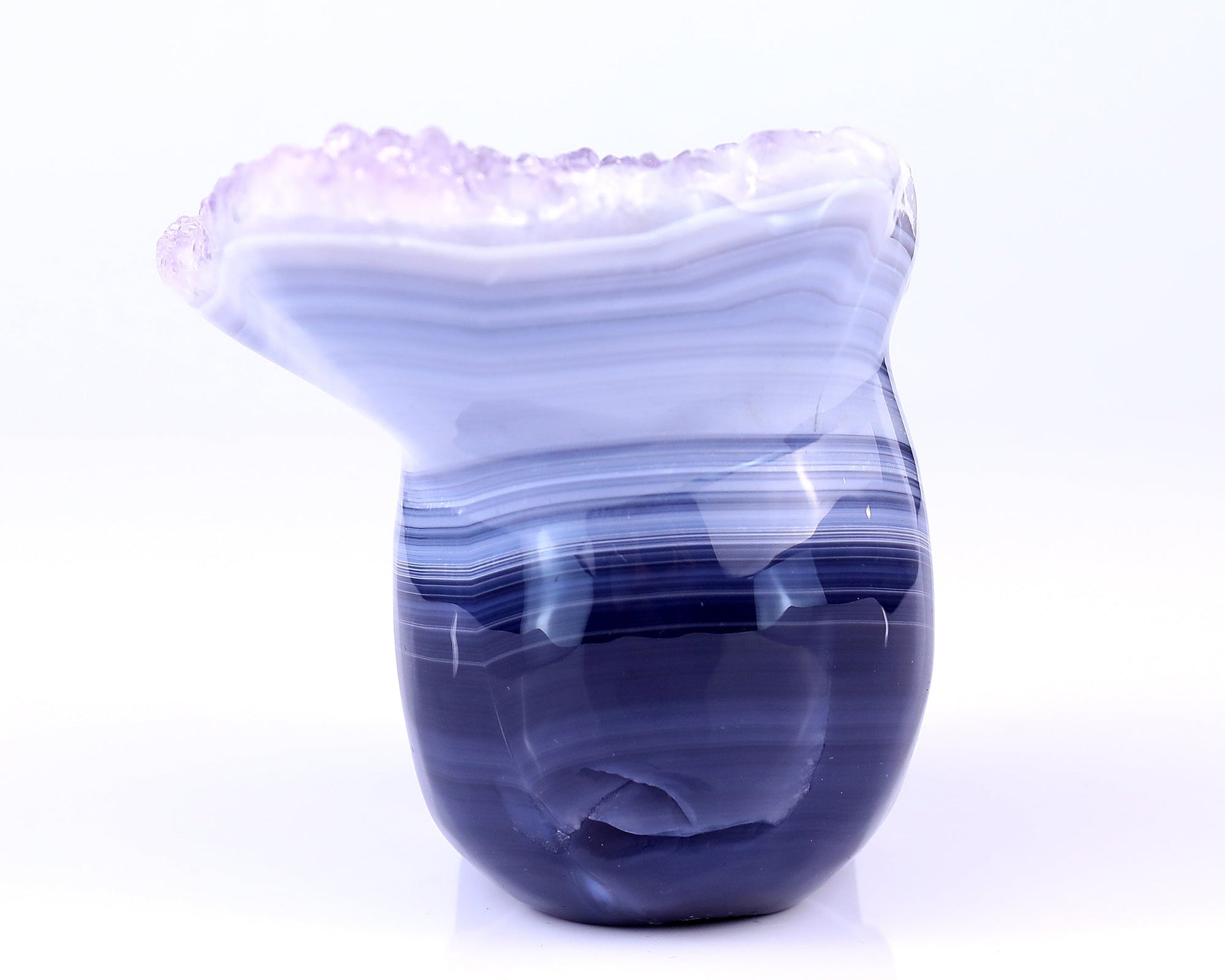 Nicedony Unique 6.3" Amethyst Druse Agate Hand Carved Crystal Mineral Specimen Skull Sculpture - View 7