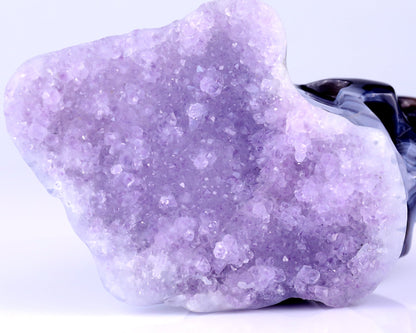 Nicedony Unique 6.3" Amethyst Druse Agate Hand Carved Crystal Mineral Specimen Skull Sculpture - View 5